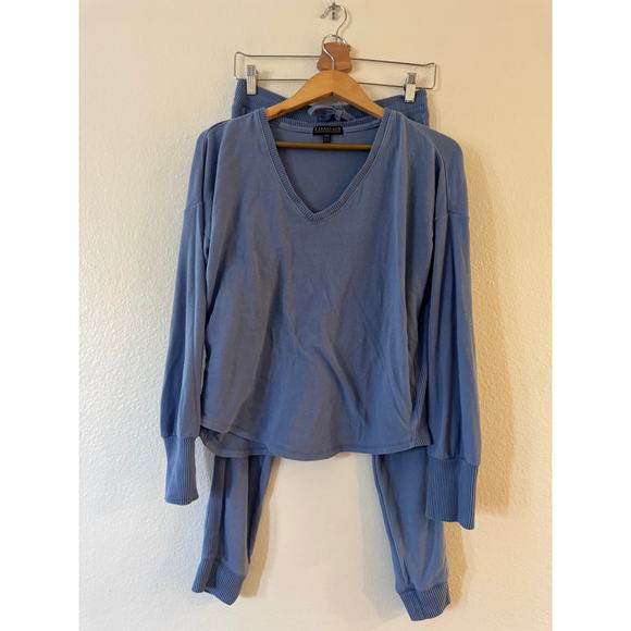 PJ Salvage Peachy In Color Long Sleeve and Pant Lounge Set Womens Size XS Blue - Picture 2 of 13